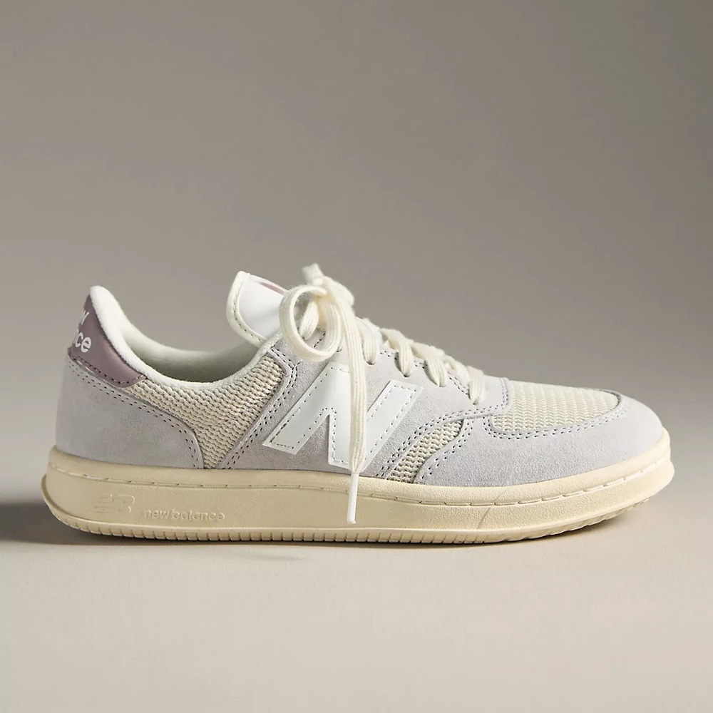 Anthropologie New Balance T500 Sneakers in White Gray Purple Women’s 8 Men’s 6.5 - Picture 3 of 9